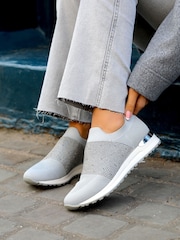 Linzi Grey Storme Trainers with Diamante Embellishment - Image 1 of 5