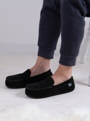 Totes Black Isotoner Airtex Suedette Mules Slippers - Image 1 of 5