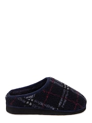 Totes Navy Blue Isotoner Mens Perforated Suedette Mule Slippers - Image 2 of 4