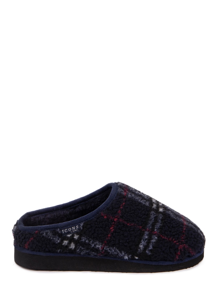 Totes Navy Blue Isotoner Mens Perforated Suedette Mule Slippers - Image 2 of 4