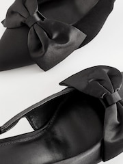 Black Satin Forever Comfort® Bow Slingback Kitten Heels - Image 6 of 8