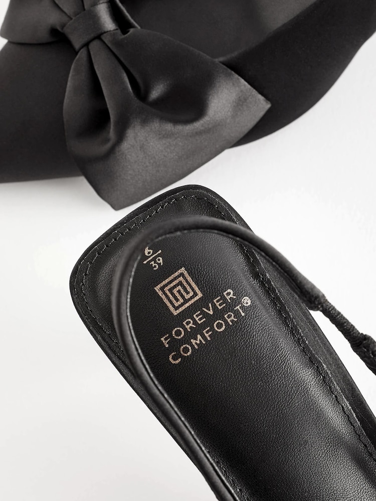 Black Satin Forever Comfort® Bow Slingback Kitten Heels - Image 8 of 8