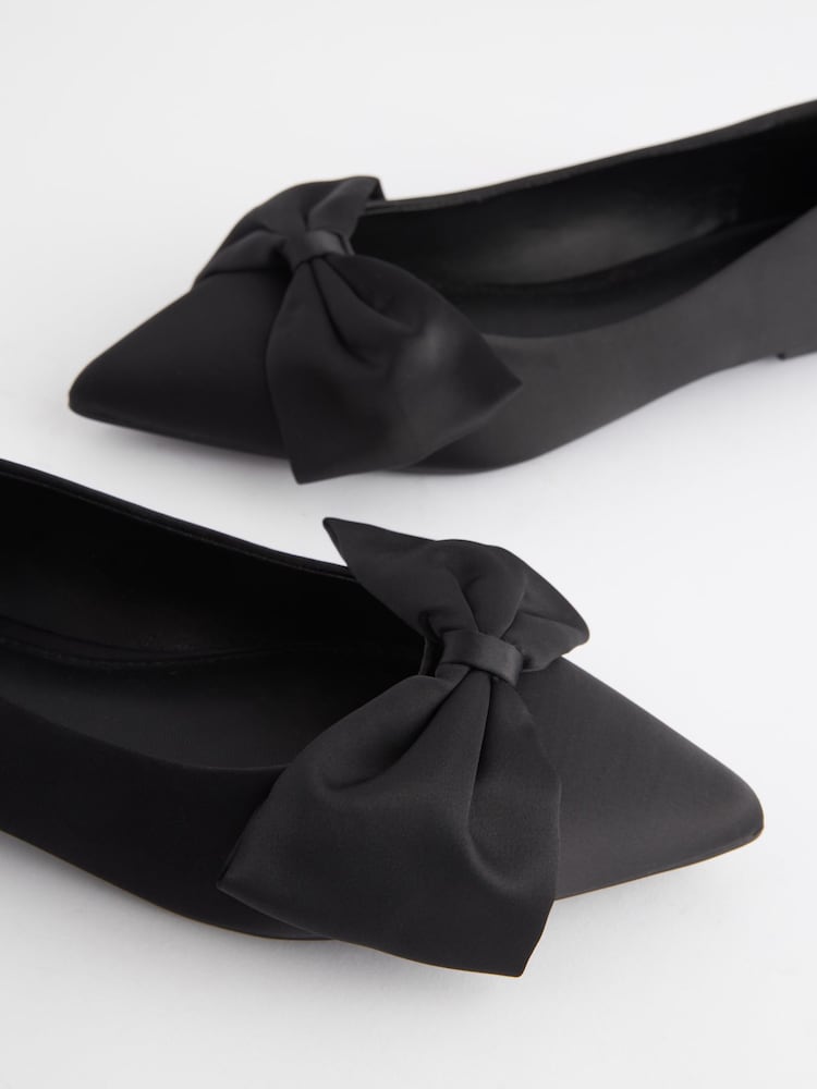Black Forever Comfort® Bow Point Toe Ballerinas - Image 2 of 4