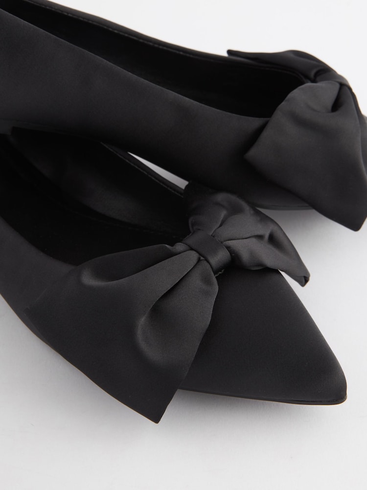 Black Forever Comfort® Bow Point Toe Ballerinas - Image 4 of 4