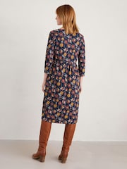 Seasalt Cornwall Blue Brush Drawing Three Quarter Sleeve Dress - Image 4 of 8