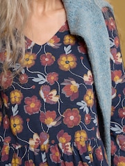 Seasalt Cornwall Blue Brush Drawing Three Quarter Sleeve Dress - Image 6 of 8