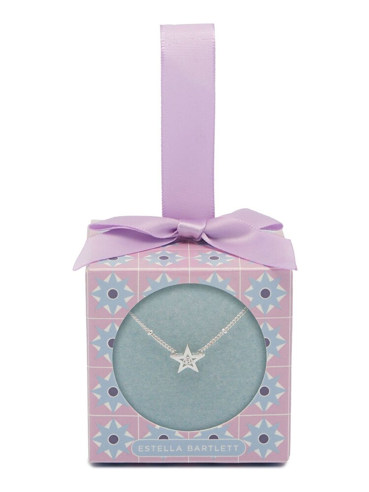 Estella Bartlett Silver Tone Christmas Bauble Featuring A Star Pendant With A Cubic Zirconia Chain - Image 1 of 4