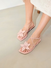Pink Premium Corsage Leather Sandals - Image 3 of 8