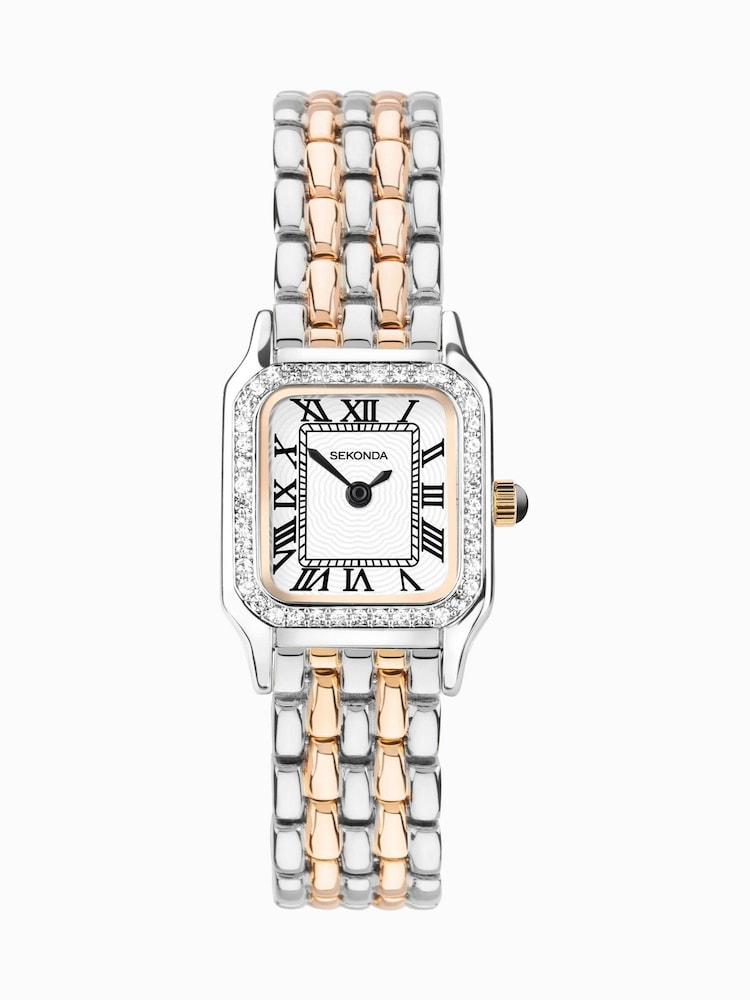 Sekonda Womens Monica 20mm Analogue Silver Tone Watch With Two Tone Case And Alloy Bracelet With White Dial - Image 2 of 6