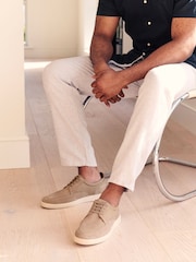 Stone Cream Suede Cupsole Casual Shoes - Image 1 of 7