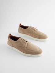 Stone Cream Suede Cupsole Casual Shoes - Image 2 of 7