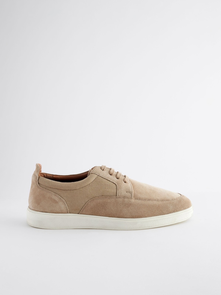 Stone Cream Suede Cupsole Casual Shoes - Image 3 of 7