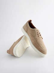 Stone Cream Suede Cupsole Casual Shoes - Image 6 of 7
