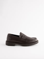 Brown Leather Cleated Saddle Loafers - Image 3 of 7