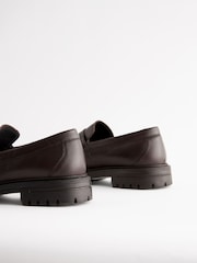 Brown Leather Cleated Saddle Loafers - Image 5 of 7