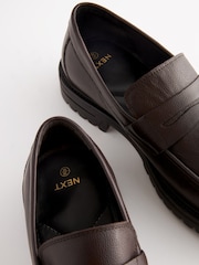 Brown Leather Cleated Saddle Loafers - Image 6 of 7