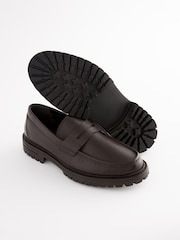 Brown Leather Cleated Saddle Loafers - Image 7 of 7
