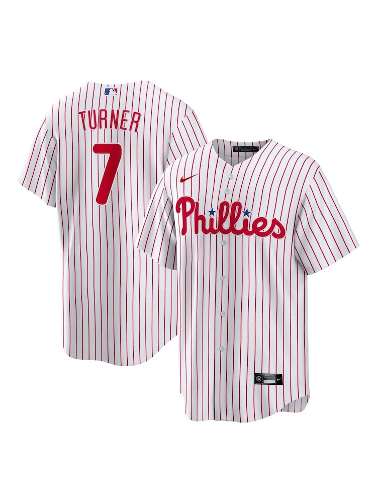 Fanatics Philadelphia Phillies Official Replica Home White Jersey with Turner 7 Printing - Image 1 of 3 Fanatics Philadelphia Phillies Official Replica Home White Jersey with Turner 7 Printing - Image 1 of 3