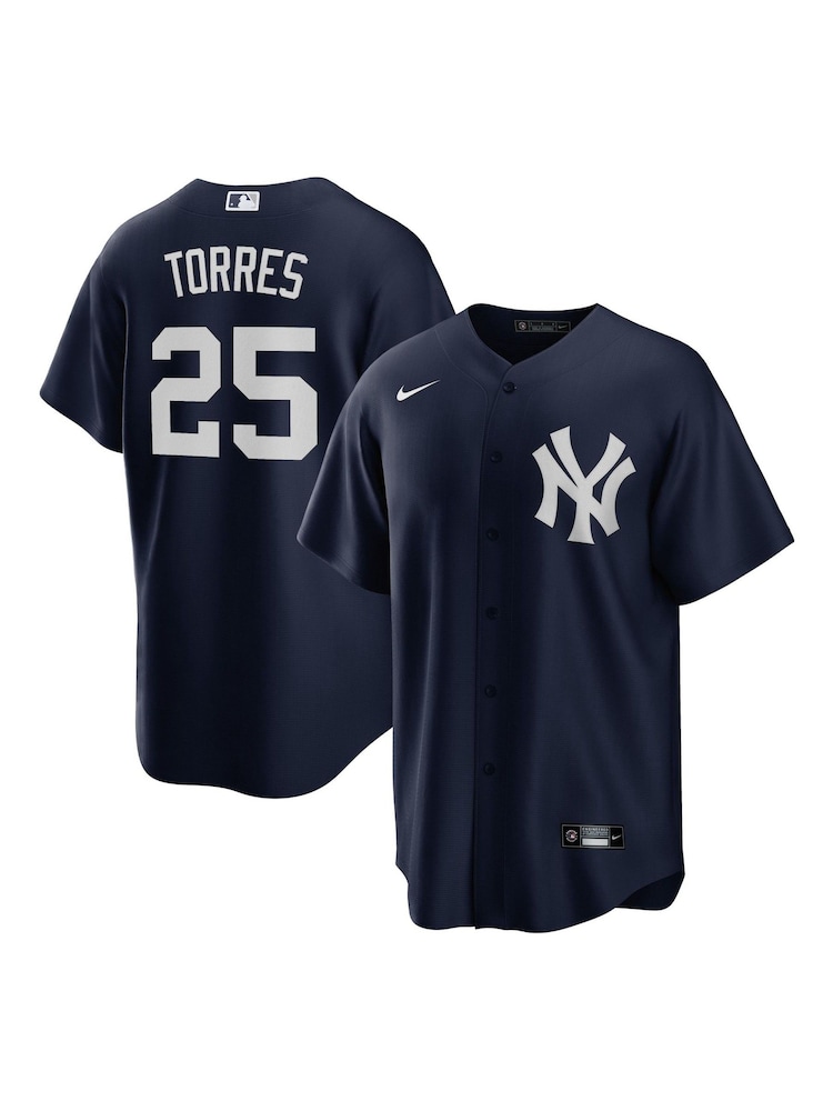 Fanatics Blue New York Yankees Official Replica Alternate Jersey With Torres 25 Printing - Image 1 of 3 Fanatics Blue New York Yankees Official Replica Alternate Jersey With Torres 25 Printing - Image 1 of 3