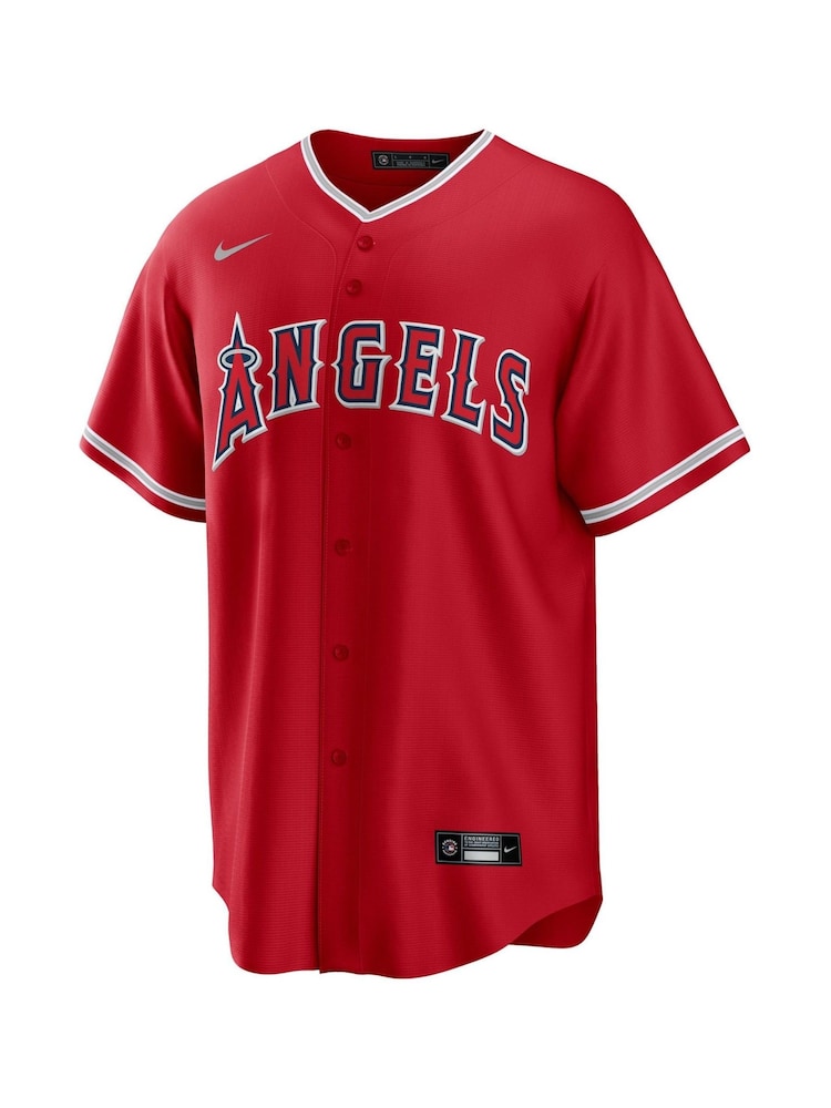 Fanatics Red Los Angels of Anaheim Official Replica Alternate Jersey With Trout 27 Printing - Image 2 of 3