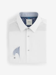White Slim Fit Trimmed Easy Care Single Cuff Shirt - Image 5 of 5