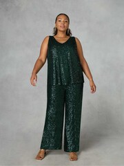 Live Unlimited Curve Green Sequin Trousers - Image 3 of 6