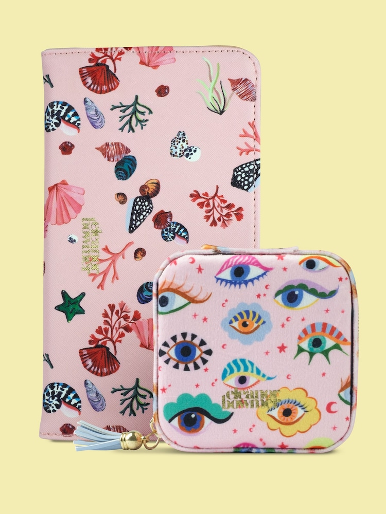 Eleanor Bowmer Pink Eye Print Jewellery Box and Travel Wallet - Image 1 of 3