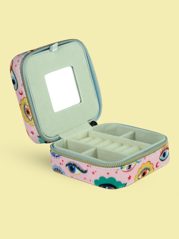 Eleanor Bowmer Pink Eye Print Jewellery Box and Travel Wallet - Image 2 of 3 Eleanor Bowmer Pink Eye Print Jewellery Box and Travel Wallet - Image 2 of 3
