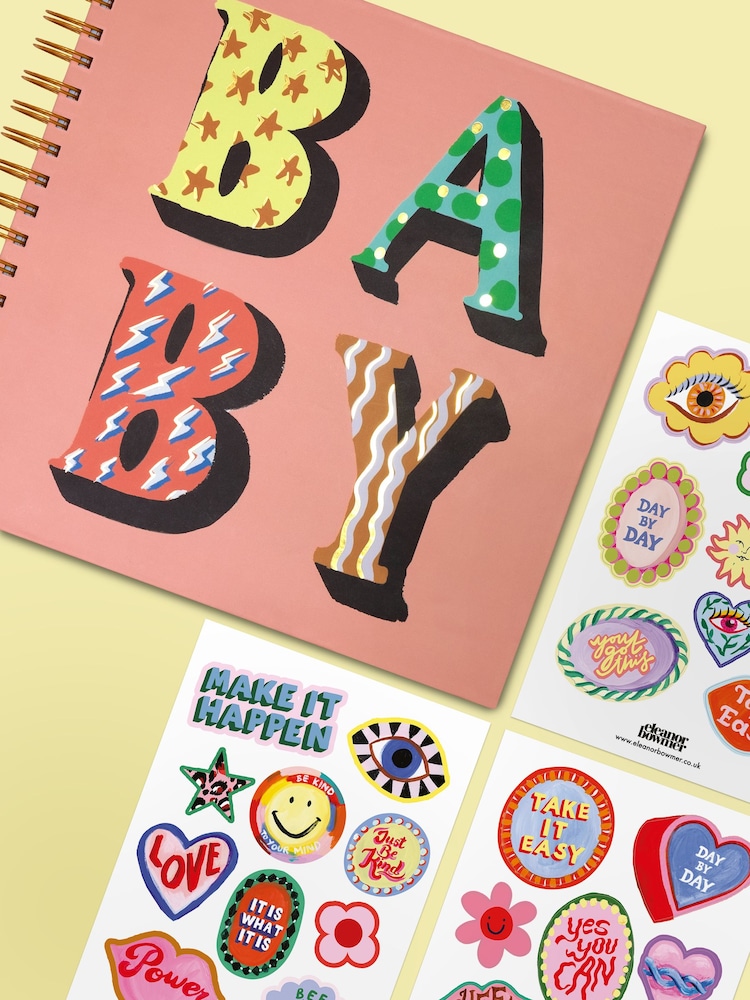 Eleanor Bowmer Coral Baby Record Book And 3 Sheets Of Vinyl Stickers - Image 1 of 2