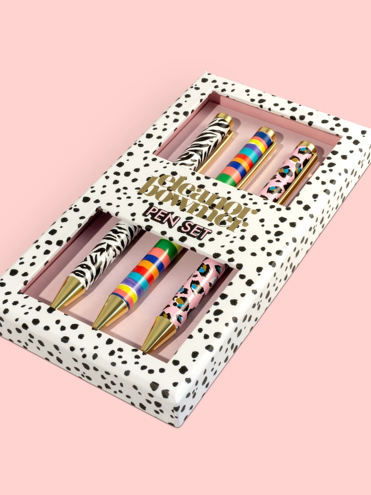 Eleanor Bowmer Pink A5 Casbound Notebook And Pack Of 3 Pen Set - Image 2 of 3