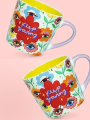 Eleanor Bowmer Flower Eyes 'Keep Growing' Mug Set - Image 1 of 1