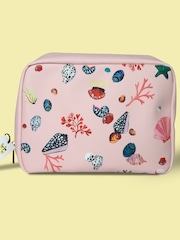 Eleanor Bowmer Pink PU Shell Print Wash Bag - Image 1 of 2