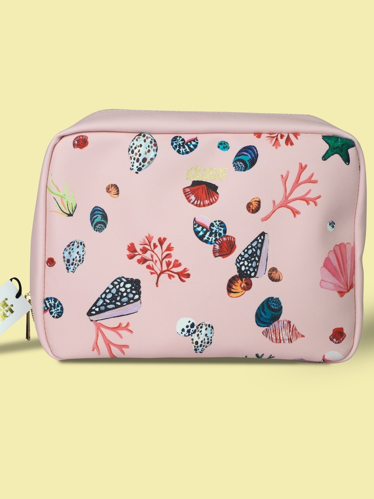 Eleanor Bowmer Pink PU Shell Print Wash Bag - Image 1 of 2