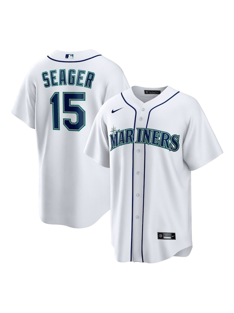 Fanatics Seattle Mariners Official Replica Home White Jersey with Seager 15 Printing - Image 1 of 3 Fanatics Seattle Mariners Official Replica Home White Jersey with Seager 15 Printing - Image 1 of 3