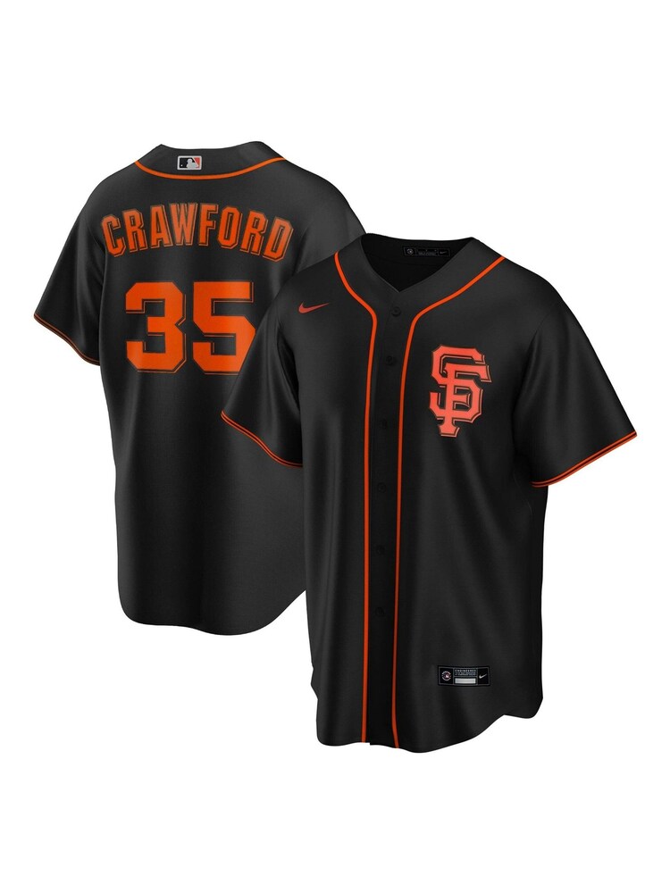 Fanatics San Francisco Giants Official Replica Alternate Black Jersey with Crawford 35 Printing - Image 1 of 3 Fanatics San Francisco Giants Official Replica Alternate Black Jersey with Crawford 35 Printing - Image 1 of 3