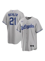 Fanatics Grey Los Angeles Dodgers Official Replica Road Jersey with Buehler 21 Printing - Image 1 of 3