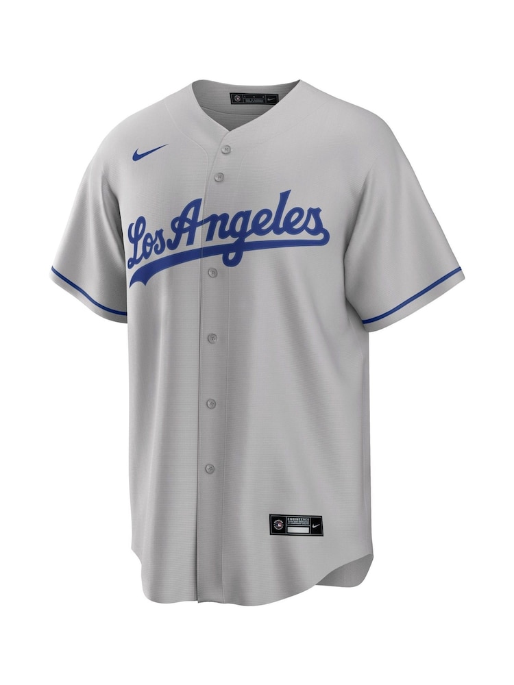 Fanatics Grey Los Angeles Dodgers Official Replica Road Jersey with Buehler 21 Printing - Image 2 of 3 Fanatics Grey Los Angeles Dodgers Official Replica Road Jersey with Buehler 21 Printing - Image 2 of 3