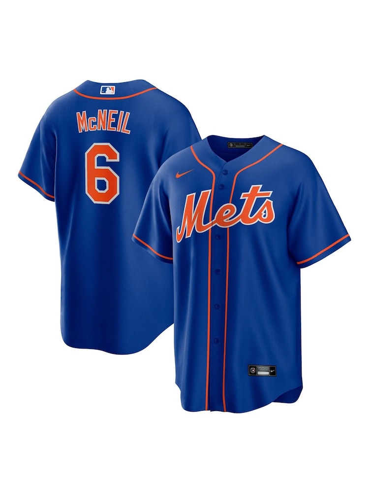 Fanatics Blue New York Mets Official Replica Alternate Jersey with McNeil 6 Printing - Image 1 of 2 Fanatics Blue New York Mets Official Replica Alternate Jersey with McNeil 6 Printing - Image 1 of 2