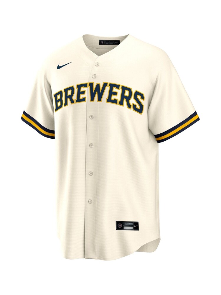 Fanatics Milwaukee Brewers Official Replica Home White Jersey with Cain 6 Printing - Image 2 of 3 Fanatics Milwaukee Brewers Official Replica Home White Jersey with Cain 6 Printing - Image 2 of 3