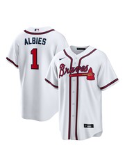 Fanatics Atlanta Braves Official Replica Home White Jersey With Albies 1 Printing - Image 1 of 3