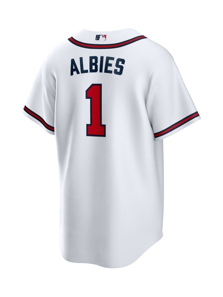 Fanatics Atlanta Braves Official Replica Home White Jersey With Albies 1 Printing - Image 3 of 3 Fanatics Atlanta Braves Official Replica Home White Jersey With Albies 1 Printing - Image 3 of 3