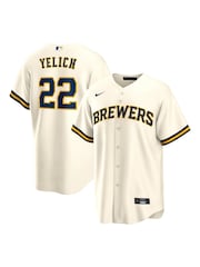 Fanatics Milwaukee Brewers Official Replica Home White Jersey with Yelich 22 Printing - Image 1 of 3