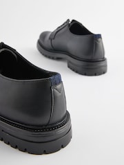 Black Leather Cleated Sole Derby Shoes - Image 4 of 4
