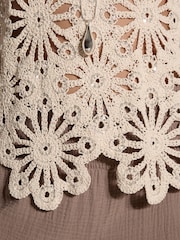 Apricot Natural Sequin Crochet Cotton Tank Top - Image 3 of 4