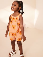 Orange Sunflower Co-Ord 100% Cotton Top and Shorts (3mths-7yrs) - Image 1 of 7