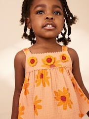 Orange Sunflower Co-Ord 100% Cotton Top and Shorts (3mths-7yrs) - Image 4 of 7