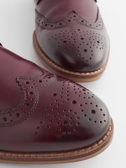 Burgundy Red Standard Fit Leather Contrast Sole Brogue Shoes - Image 6 of 7
