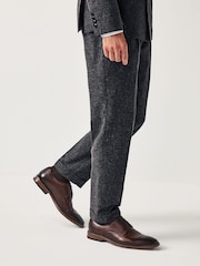 Brown Standard Fit Leather Contrast Sole Derby Shoes - Image 1 of 7