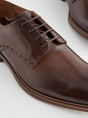 Brown Standard Fit Leather Contrast Sole Derby Shoes - Image 5 of 7