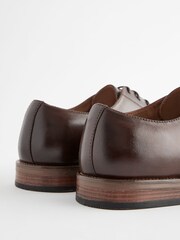 Brown Standard Fit Leather Contrast Sole Derby Shoes - Image 6 of 7